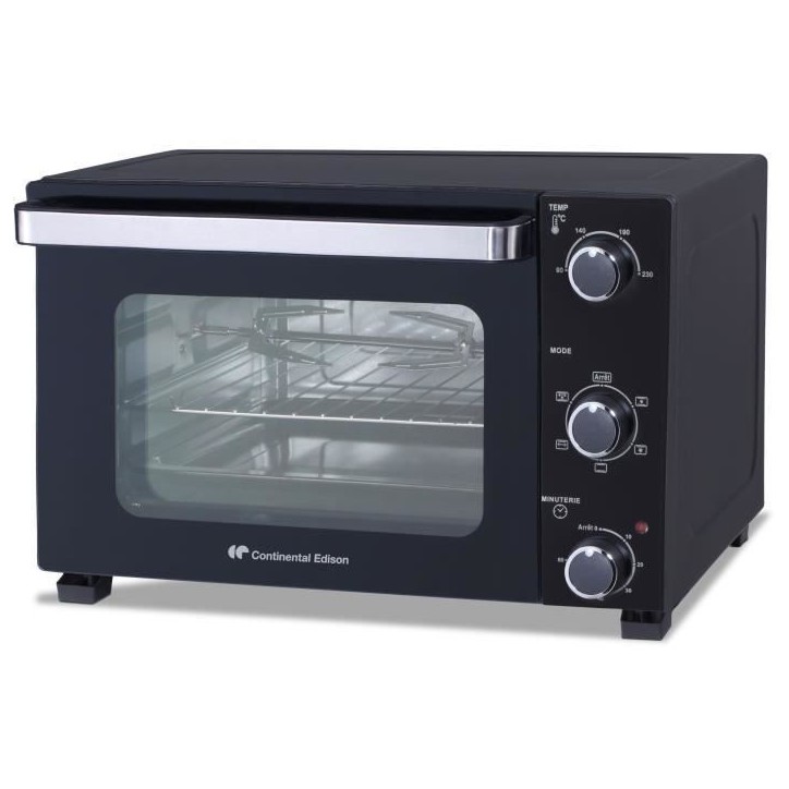 Minifour électrique CONTINENTAL EDISON CEMF28B2 - 28L noir - 1500W - Rotissoire, Convection naturelle
