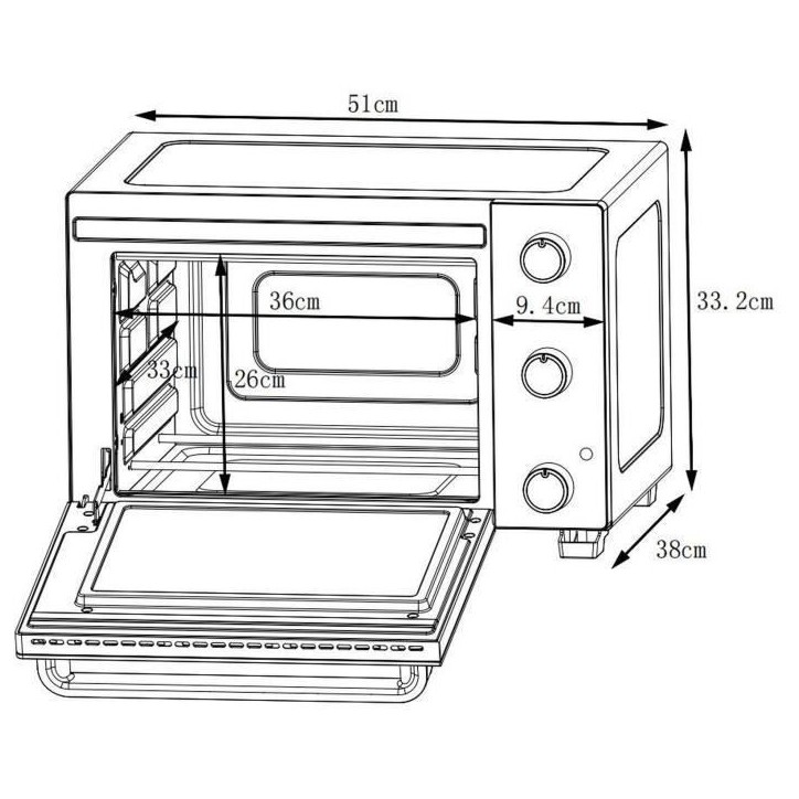 CONTINENTAL EDISON CEMF35B4 - Minifour électrique 35L noir - 1500W - Rotissoire, Convection naturelle