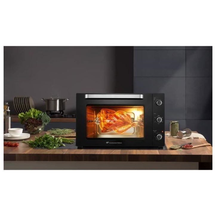 Minifour électrique -Chaleur tournante- CONTINENTAL EDISON - CEMF80B - Noir - L68 x H42,8 x P 48 cm