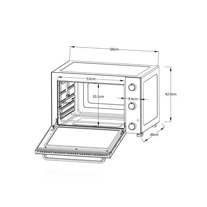 Minifour électrique -Chaleur tournante- CONTINENTAL EDISON - CEMF80B - Noir - L68 x H42,8 x P 48 cm