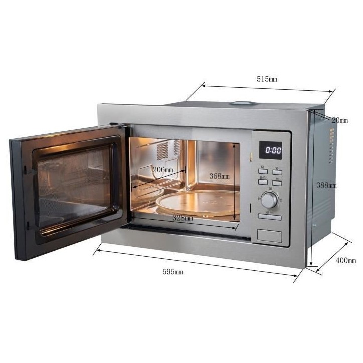 Micro-ondes grill encastrable CONTINENTAL EDISON CEMO25GE2 Silver L59,5 x H38,8 x P40 cm 25L Micro-ondes grill encastrable CONTINENTAL EDISON CEMO25GE2 Silver L59,5 x H38,8 x P40 cm 25L