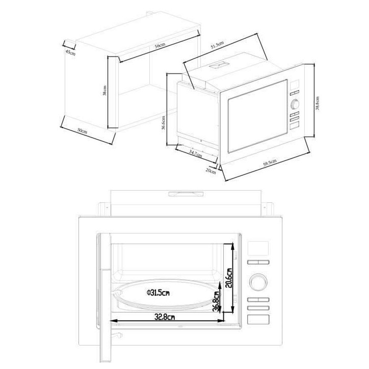 Micro-ondes grill encastrable CONTINENTAL EDISON CEMO25GEB2 Noir L59,5 x H38,8 x P40 cm 25L Micro-ondes grill encastrable CONTINENTAL EDISON CEMO25GEB2 Noir L59,5 x H38,8 x P40 cm 25L