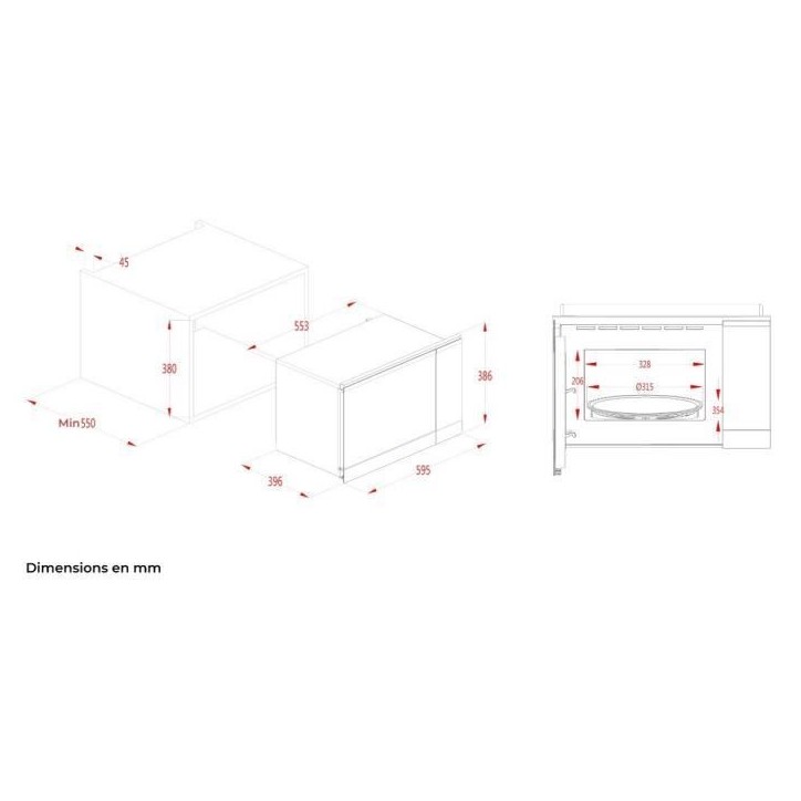 Micro ondes encastrable - CONTINENTAL EDISON - CEMO25GINE - Noir Inox L59,5 x H38,8 x P40,1 cm - 25L Micro ondes encastrable - CONTINENTAL EDISON - CEMO25GINE - Noir Inox L59,5 x H38,8 x P40,1 cm - 25L