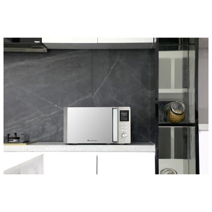 Micro-ondes combiné - CONTINENTAL EDISON - CEMO25SG13S3 - Silver - 25 L - Porte Miroir - 1400 W - Grill 1200 W - Convection 120
