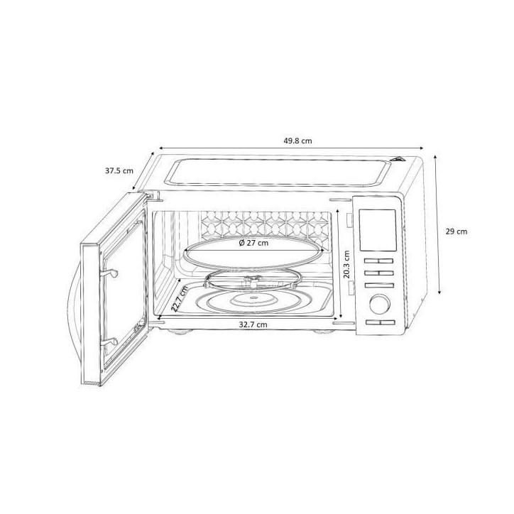 Micro-ondes combiné - CONTINENTAL EDISON - CEMO25SG13S3 - Silver - 25 L - Porte Miroir - 1400 W - Grill 1200 W - Convection 120