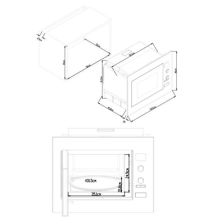 Micro ondes combiné encastrable CONTINENTAL EDISON CEMOC34IXE L59,5 x H46 x P46,8 cm Inox 34L Micro ondes combiné encastrable CONTINENTAL EDISON CEMOC34IXE L59,5 x H46 x P46,8 cm Inox 34L