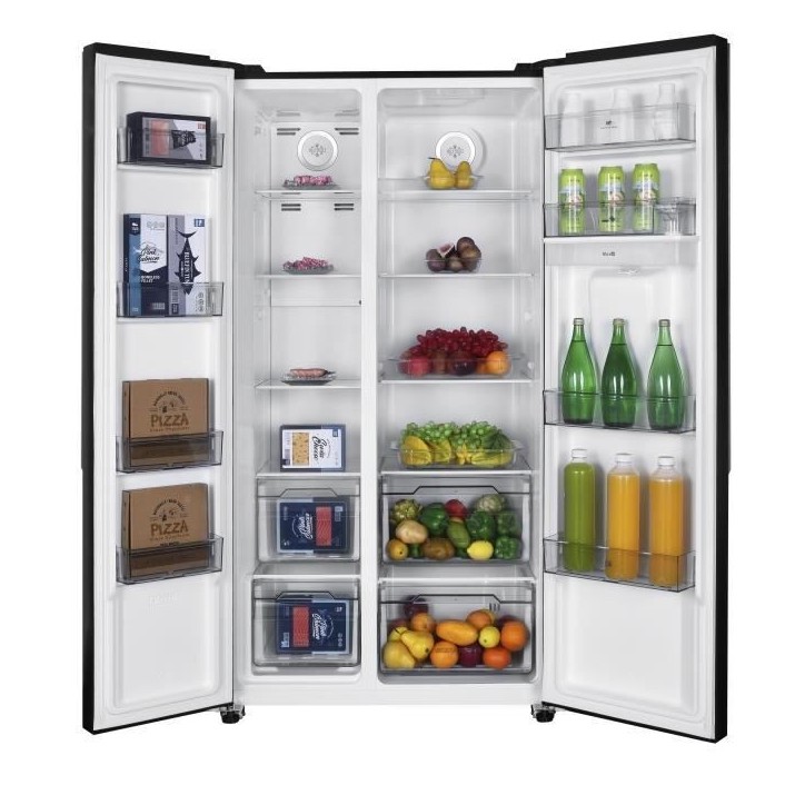Réfrigérateur américain Continental Edison - CERA532NBD - 2 portes - 529L - L90 cm xH177 cm - Classe D - Noir Réfrigérateur américain Continental Edison - CERA532NBD - 2 portes - 529L - L90 cm xH177 cm - Classe D - Noir