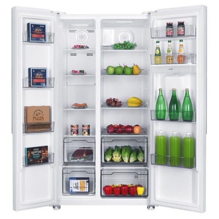 Réfrigérateur américain - Continental Edison - CERA532NFWD - 2 portes - 529 L - L90 x 177 cm - Classe D - Blanc