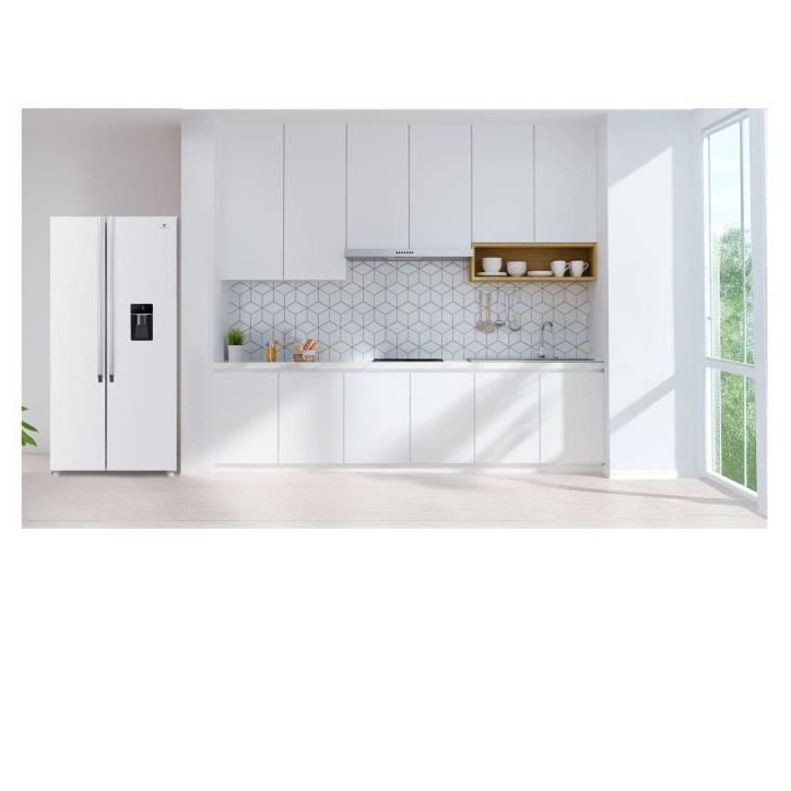 Réfrigérateur américain - Continental Edison - CERA532NFWD - 2 portes - 529 L - L90 x 177 cm - Classe D - Blanc