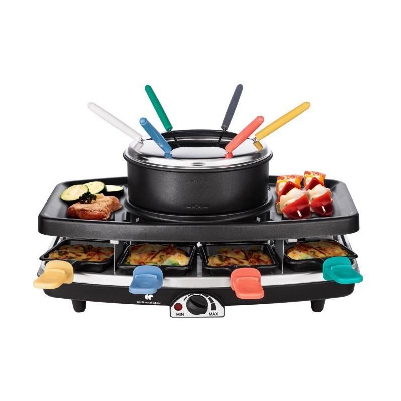 CONTINENTAL EDISON CERFG86B Appareil a raclette et fondue 8 personnes CONTINENTAL EDISON CERFG86B Appareil a raclette et fondue 8 personnes