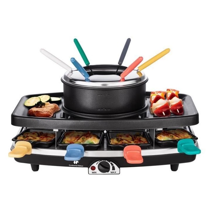 CONTINENTAL EDISON CERFG86B Appareil a raclette et fondue 8 personnes - Noir