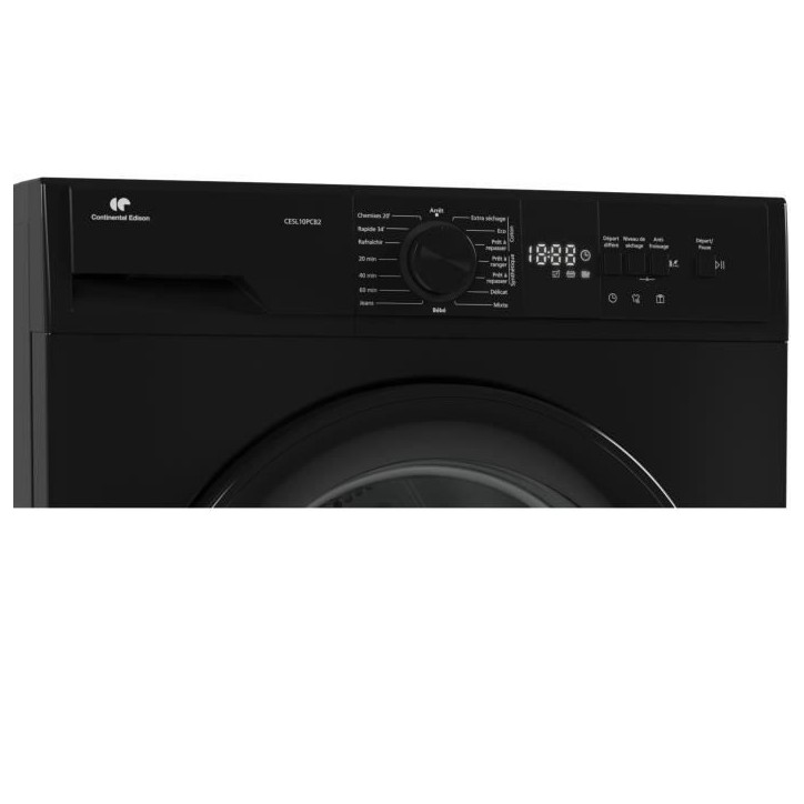 Seche-linge pompe a chaleur CONTINENTAL EDISON CESL10PCB2 - 10 kg - 60 cm - Classe E - Noir Seche-linge pompe a chaleur CONTINENTAL EDISON CESL10PCB2 - 10 kg - 60 cm - Classe E - Noir