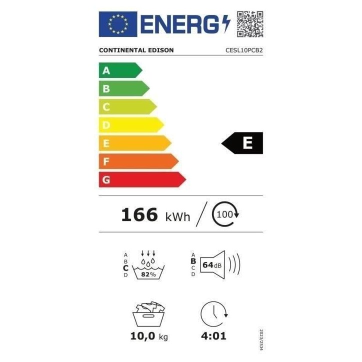 Seche-linge pompe a chaleur CONTINENTAL EDISON CESL10PCB2 - 10 kg - 60 cm - Classe E - Noir Seche-linge pompe a chaleur CONTINENTAL EDISON CESL10PCB2 - 10 kg - 60 cm - Classe E - Noir
