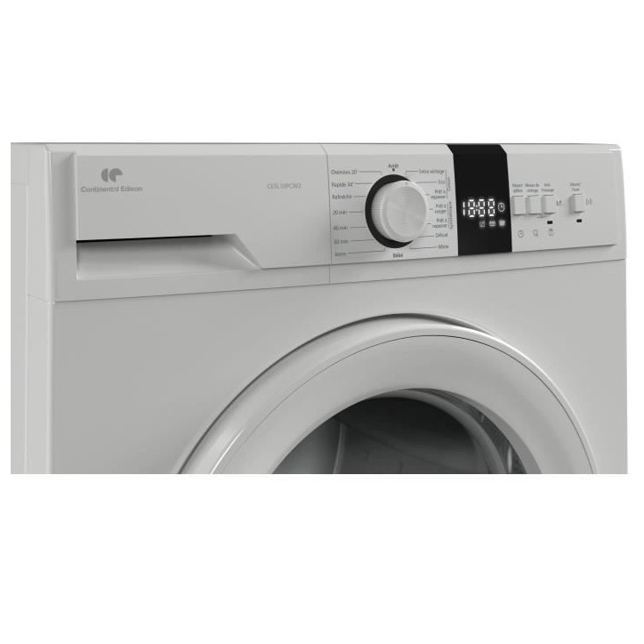 Seche-linge pompe a chaleur CONTINENTAL EDISON CESL10PCW2 - 10 kg - 60 cm - Classe E - Blanc Seche-linge pompe a chaleur CONTINENTAL EDISON CESL10PCW2 - 10 kg - 60 cm - Classe E - Blanc