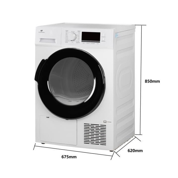 Seche-linge pompe a chaleur CONTINENTAL EDISON CESL8PCWD - 8 kg - 60 cm - Classe D - Blanc Seche-linge pompe a chaleur CONTINENTAL EDISON CESL8PCWD - 8 kg - 60 cm - Classe D - Blanc