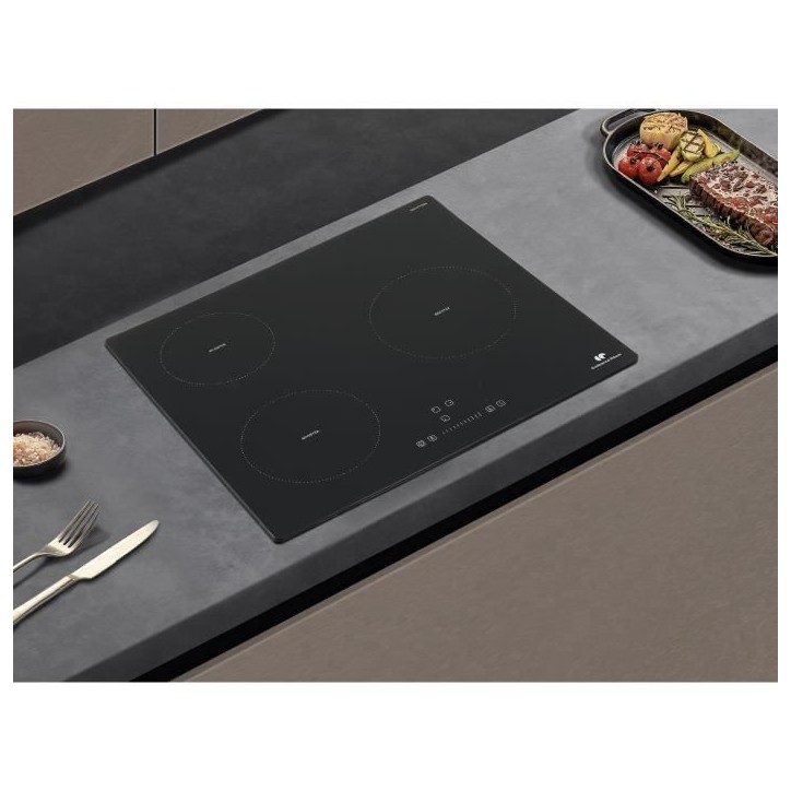 Plaque induction 3 foyers CONTINENTAL EDISON 6200W- 3 timers - 3 boosters - noir Plaque induction 3 foyers CONTINENTAL EDISON 6200W- 3 timers - 3 boosters - noir