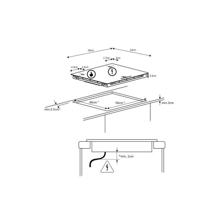 Plaque induction 3 foyers CONTINENTAL EDISON 6200W- 3 timers - 3 boosters - noir Plaque induction 3 foyers CONTINENTAL EDISON 6200W- 3 timers - 3 boosters - noir