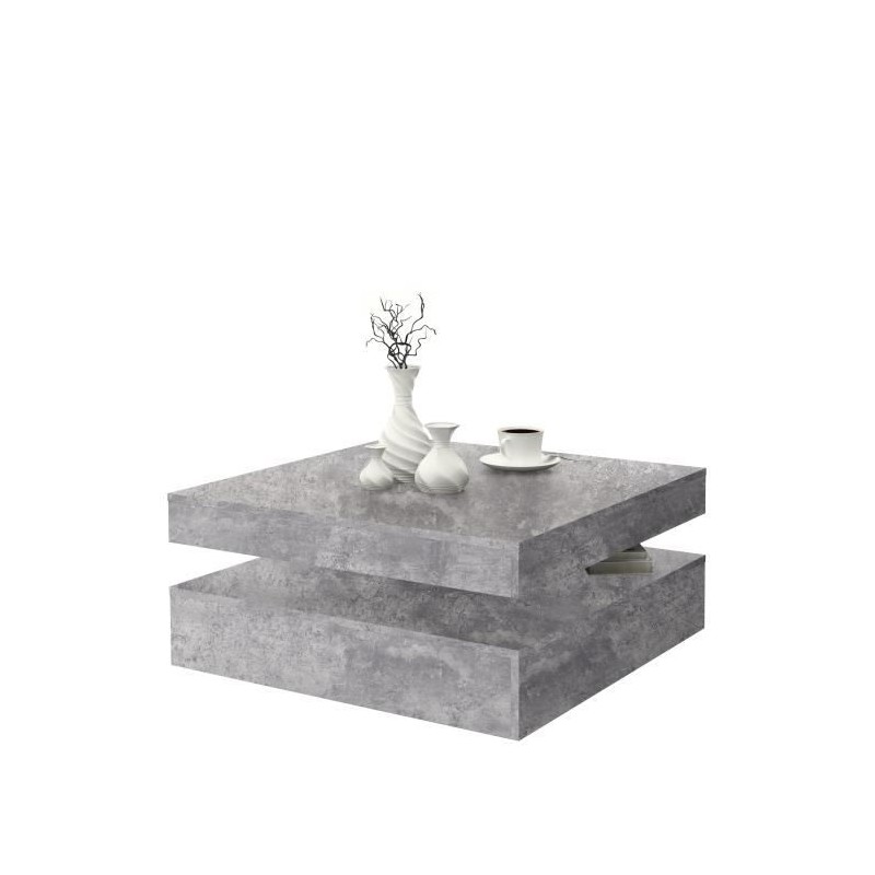 Table basse carrée pivotante - Panneau de particules - Décor béton Table basse carrée pivotante - Panneau de particules - Décor béton