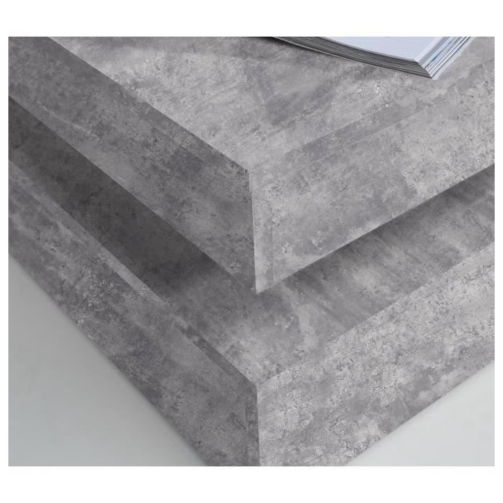 Table basse carrée pivotante - Panneau de particules - Décor béton gris clair - Classique - L 78 x P 78 x H 35,4 cm - COFFEE Table basse carrée pivotante - Panneau de particules - Décor béton gris clair - Classique - L 78 x P 78 x H 35,4 cm - COFFEE