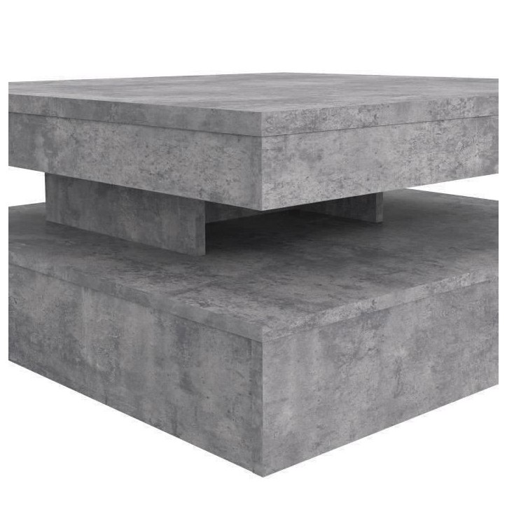 Table basse carrée pivotante - Panneau de particules - Décor béton gris clair - Classique - L 78 x P 78 x H 35,4 cm - COFFEE Table basse carrée pivotante - Panneau de particules - Décor béton gris clair - Classique - L 78 x P 78 x H 35,4 cm - COFFEE