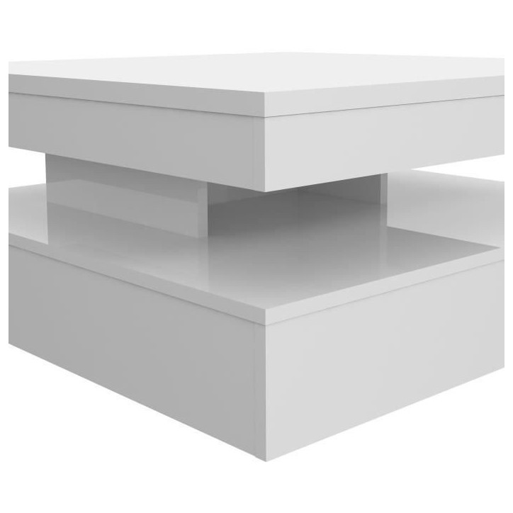 Table basse plateau rotatif - Carré Blanc brillant - 78 x 78 x 36 cm - COFFEE Table basse plateau rotatif - Carré Blanc brillant - 78 x 78 x 36 cm - COFFEE