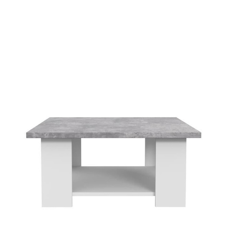 Table basse PILVI - Blanc et béton clair - Contemporain - L 67 x P 67 x H 31 cm Table basse PILVI - Blanc et béton clair - Contemporain - L 67 x P 67 x H 31 cm