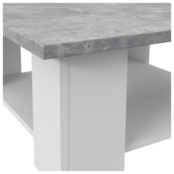 Table basse PILVI - Blanc et béton clair - Contemporain - L 67 x P 67 x H 31 cm Table basse PILVI - Blanc et béton clair - Contemporain - L 67 x P 67 x H 31 cm