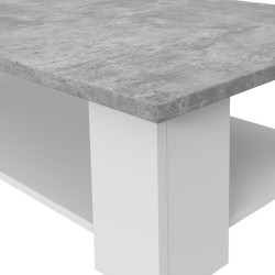 Table basse PILVI - Blanc et béton clair - Contemporain - L 67 x P 67