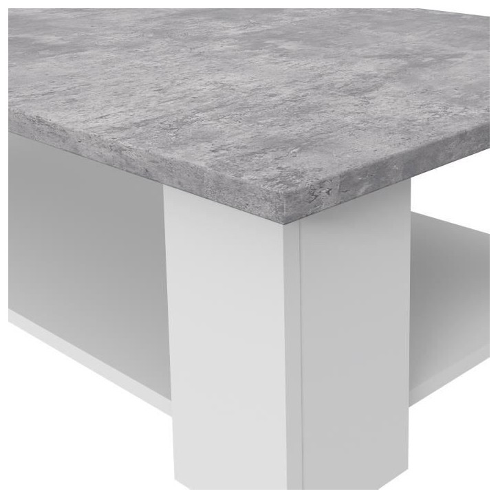 Table basse PILVI - Blanc et béton clair - Contemporain - L 67 x P 67 x H 31 cm Table basse PILVI - Blanc et béton clair - Contemporain - L 67 x P 67 x H 31 cm