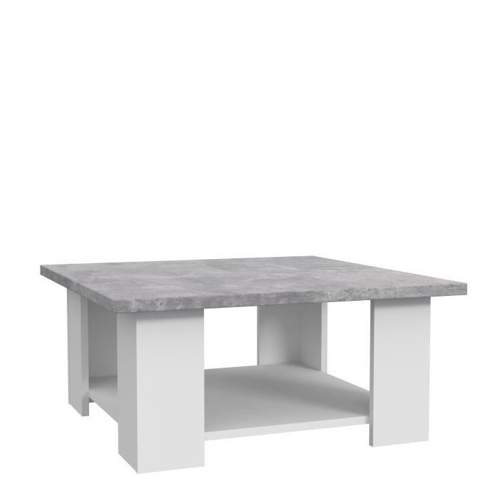 Table basse PILVI - Blanc et béton clair - Contemporain - L 67 x P 67 x H 31 cm Table basse PILVI - Blanc et béton clair - Contemporain - L 67 x P 67 x H 31 cm