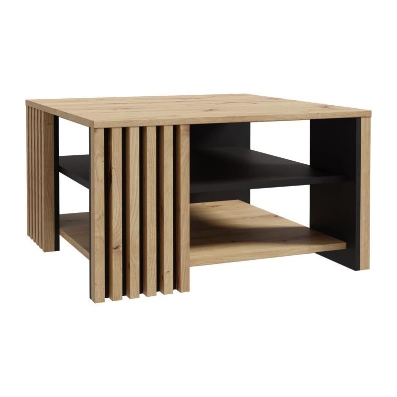 Table basse CARDIGAN - Décor chene artisan et noir - L80 x P80 x H45 Table basse CARDIGAN - Décor chene artisan et noir - L80 x P80 x H45