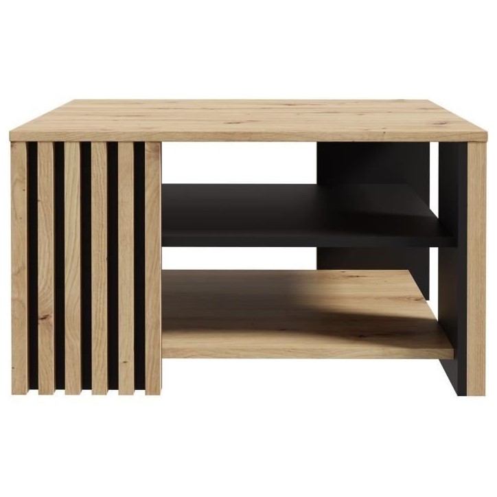 Table basse CARDIGAN - Décor chene artisan et noir - L80 x P80 x H45 cm - Poignées en métal noir Table basse CARDIGAN - Décor chene artisan et noir - L80 x P80 x H45 cm - Poignées en métal noir