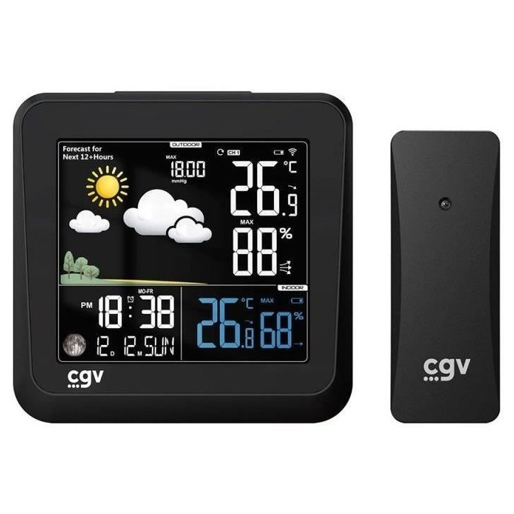 Station météo sans fil - CGV - MY METEO-1NC - Écran couleur - Contrôle tactile - Horloge et calendrier