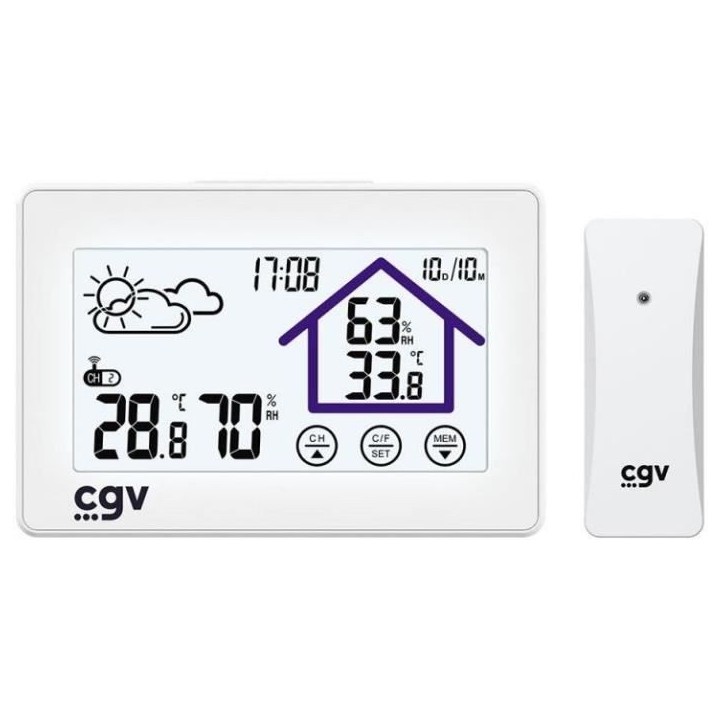 Station météo sans fil - CGV - MY METEO-1BM - Contrôle tactile - Horloge et calendrier - Facile a utiliser Station météo sans fil - CGV - MY METEO-1BM - Contrôle tactile - Horloge et calendrier - Facile a utiliser