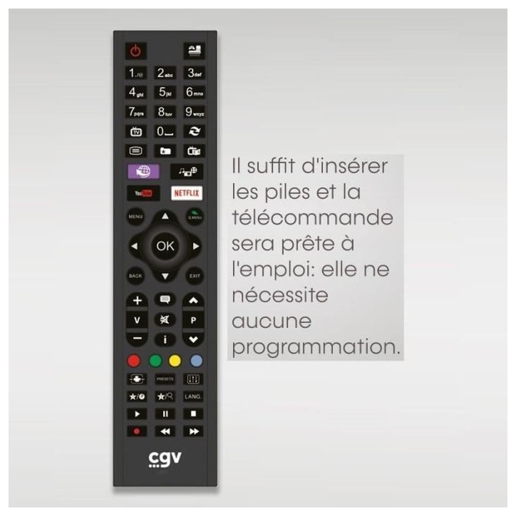Télécommande de remplacement - CGV - FIDELIO Philips - Pour téléviseurs Philips - Sans programmation - Prete a l'emploi Télécommande de remplacement - CGV - FIDELIO Philips - Pour téléviseurs Philips - Sans programmation - Prete a l'emploi