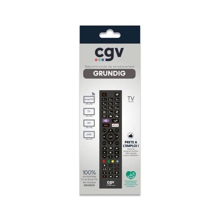 Télécommande de remplacement - CGV - FIDELIO Grundig - Pour téléviseurs Grundig - Sans programmation - Prete a l'emploi