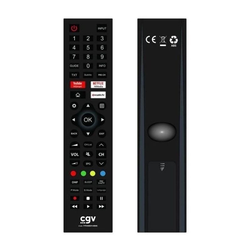Télécommande de remplacement - CGV - FIDELIO Hisense - Pour télévi Télécommande de remplacement - CGV - FIDELIO Hisense - Pour télévi