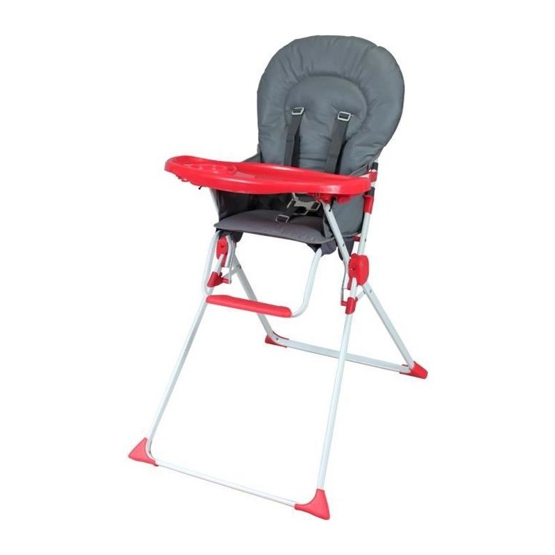 Chaise haute fixe BAMBISOL - Des 6 mois - Mixte - Gris et rouge - Assi Chaise haute fixe BAMBISOL - Des 6 mois - Mixte - Gris et rouge - Assi