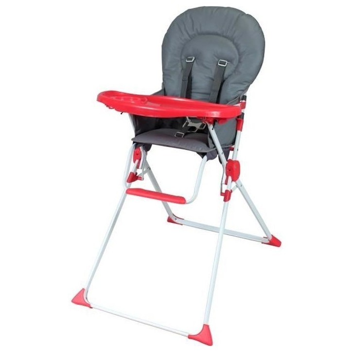 Chaise haute fixe BAMBISOL - Des 6 mois - Mixte - Gris et rouge - Assise en PVC - Tablette amovible et réglable Chaise haute fixe BAMBISOL - Des 6 mois - Mixte - Gris et rouge - Assise en PVC - Tablette amovible et réglable