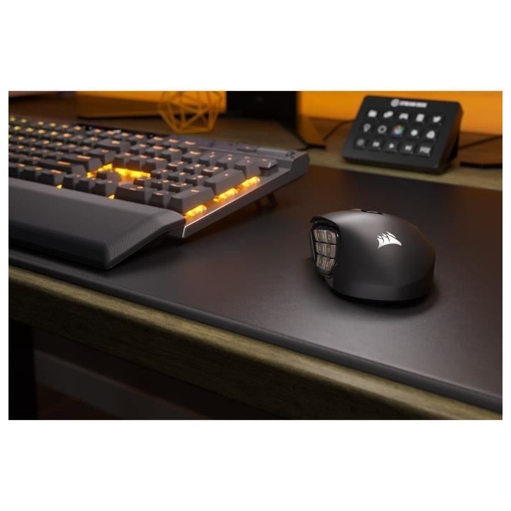 Souris Gaming - Sans fil - CORSAIR - SCIMITAR ELITE RGB Wireless - 16 boutons programmables - Autonomie 150h - Noir (CH-9314311- Souris Gaming - Sans fil - CORSAIR - SCIMITAR ELITE RGB Wireless - 16 boutons programmables - Autonomie 150h - Noir (CH-9314311-