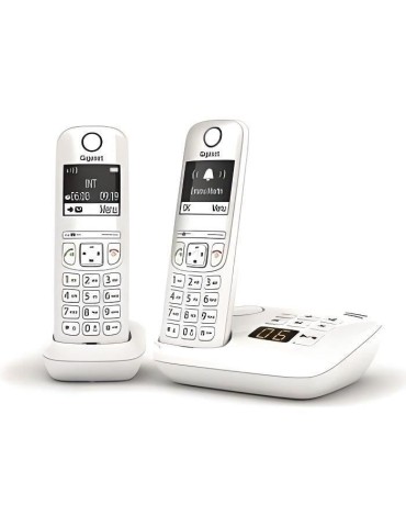 Téléphone Fixe AS690 A Duo Blanc - GIGASET - Sans fil - Répondeur 20 min - ID d'appelant - Mains libres