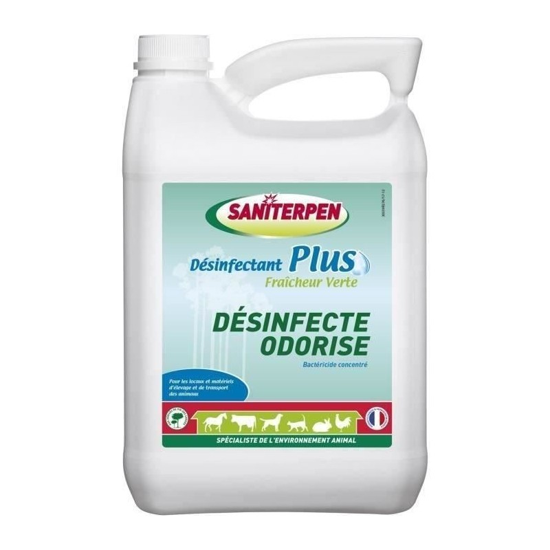 SANITERPEN Plus 5 L- Désinfectant Plus Fraicheur Verte 5L. Bactérici SANITERPEN Plus 5 L- Désinfectant Plus Fraicheur Verte 5L. Bactérici