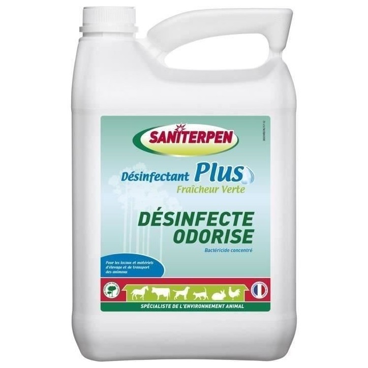 SANITERPEN Plus 5 L- Désinfectant Plus Fraicheur Verte 5L. Bactéricide concentré SANITERPEN Plus 5 L- Désinfectant Plus Fraicheur Verte 5L. Bactéricide concentré