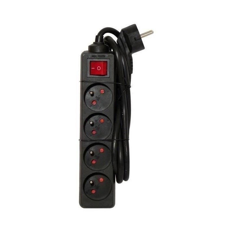 CHACON Bloc multiprise avec interrupteur 4 prises 16A 1,5m noir CHACON Bloc multiprise avec interrupteur 4 prises 16A 1,5m noir
