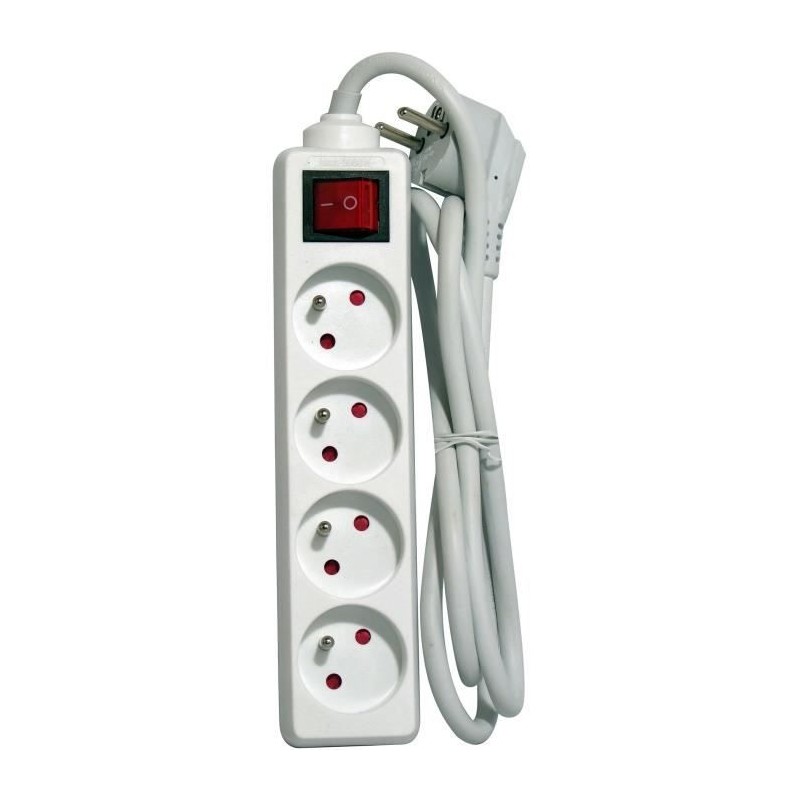 Bloc avec cordon 1,5m et interrupteur - CHACON - 4 x 16 A - Blanc - E Bloc avec cordon 1,5m et interrupteur - CHACON - 4 x 16 A - Blanc - E