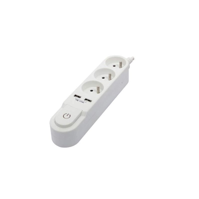 CHACON Bloc multiprise avec interrupteur 3 prises 16 A et 2 sorties US CHACON Bloc multiprise avec interrupteur 3 prises 16 A et 2 sorties US