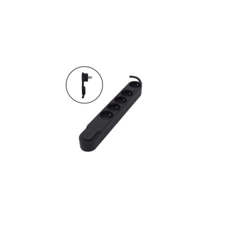 CHACON Bloc multiprise 5 prises 16 A avec interrupteur, fiche plate, câble 1,5 m HO5VV-F 3x1,5 mm² noir