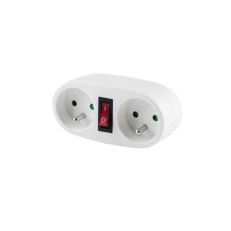 CHACON Prise biplite 2x16A avec interrupteur blanc CHACON Prise biplite 2x16A avec interrupteur blanc