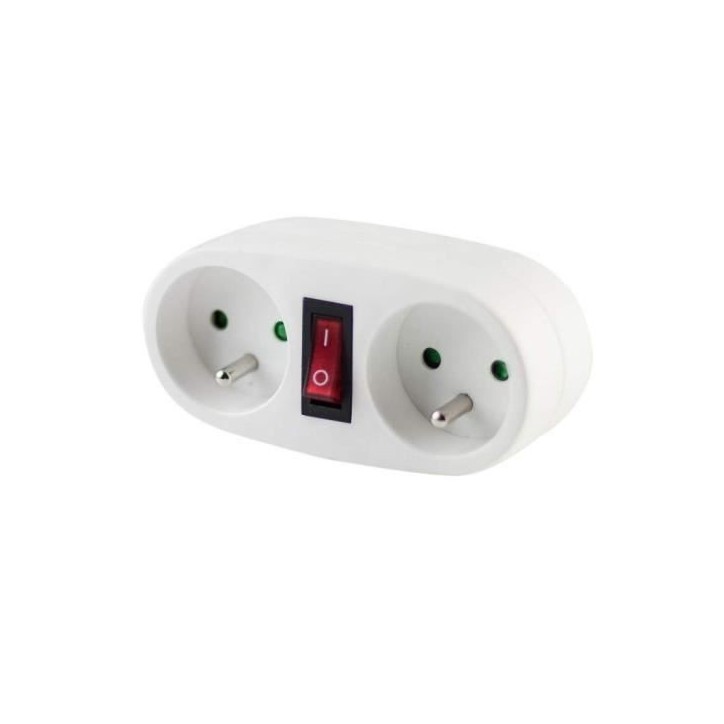 CHACON Prise biplite 2x16A avec interrupteur blanc CHACON Prise biplite 2x16A avec interrupteur blanc