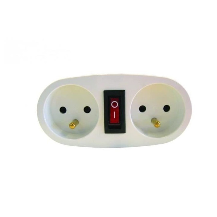 CHACON Prise biplite 2x16A avec interrupteur blanc CHACON Prise biplite 2x16A avec interrupteur blanc
